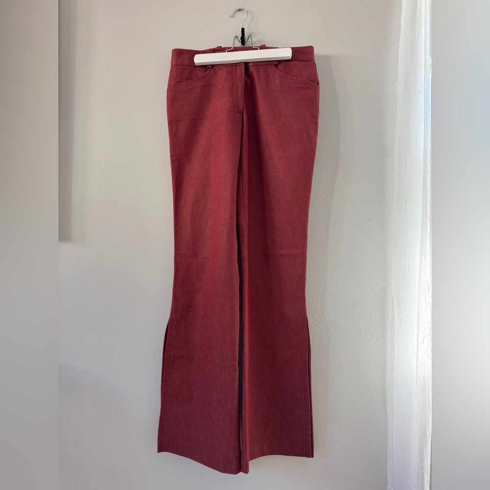 Vintage Y2K Bliss Dark Pink Stretchy Flare Pants w/ Side Slits